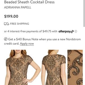 Beautiful Adrianna Papell sequence cocktail dress.